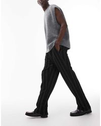 TOPMAN - Joggers Negros A Rayas De Corte Recto De Tejido Texturizado De - Lyst