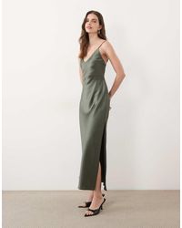 Miss Selfridge - Satin Back Detail Maxi Slip Dress - Lyst