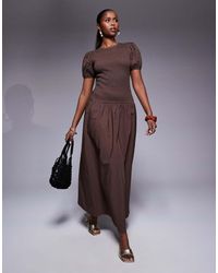 ASOS - Shirred Drop Waist Maxi Dress - Lyst