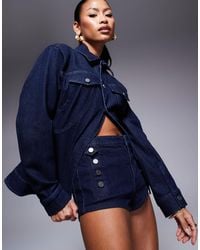 AFRM - Dark Denim Hot Pants - Lyst