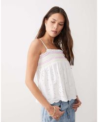 ASOS - Shirred Detail Embroidered Broderie Cami Vest - Lyst