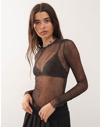 Weekday - Mesh Long Sleeve Top With With Faded Effect Print - Lyst