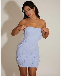 Oh Polly - Asymmetric Ruffle Bandeau Mini Dress - Lyst