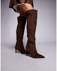 Public Desire - Public Desire Ellen Wide Fit Pointed Toe Heeled Knee Boots - Lyst