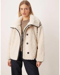 Gina Tricot - Faux Fur Borg Shearling Bonded Short Jacket - Lyst
