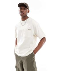 Calvin Klein - Camiseta Blanco Hueso Holgada Con Bolsillo De Punto Liso Grueso De - Lyst