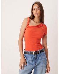 ASOS - Draped Twist Shoulder Cut Out Short Sleeve Bodysuit - Lyst