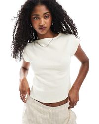 ASOS - T-Shirt Mini Color Latticello A Coste Con Scollo A Barchetta E Profili Larghi - Lyst