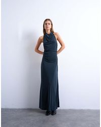 TOPSHOP - Cupro Open Cowl Back Maxi Dress - Lyst