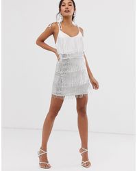 sequin fringe cutout mini dress