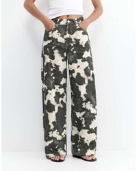 Pull&Bear - Cow Print baggy Jeans - Lyst