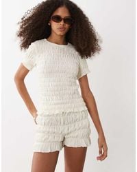 Brave Soul - Ruched Mini Shorts With Ruffle Detail - Lyst