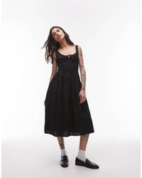 Tommy Hilfiger - Robe mi-longue froncée en popeline - Lyst