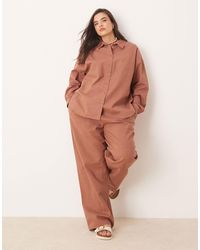 ASOS - Curve Linen Look Pull On Trousers Co-ord - Lyst