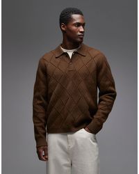 DOUBLE A by WOOD WOOD - Findas - pull en maille à motif et col - marron - Lyst