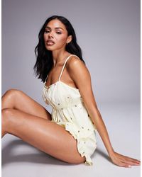 River Island - Embroidered Floral Nightwear Set - Lyst