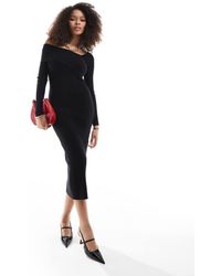 Style Cheat - Asymmetric Rib Knit Midi Dress - Lyst