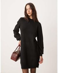 Jdy - Puff Sleeve Knitted Mini Jumper Dress - Lyst