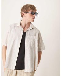 ASOS - Camisa Beis De Corte Cuadrado Holgado De Tejido Efecto Lino De -Neutro - Lyst