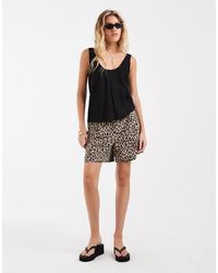 ONLY - Short Met Hoge Taille En Luipaardprint - Lyst