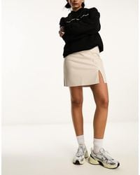 Noisy May - Faux Leather Mini Skirt With Slit - Lyst