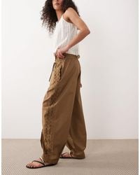 Mango - Barrel Leg Embroidered Detail Trouser - Lyst