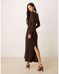 NA-KD Fine Knit Maxi Dress in Brown | Lyst UK NA-KD Fine Knit Maxi Dress in Brown | Lyst UK