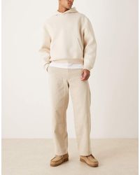 ASOS - Pantalones De Corte Recto Suelto Con Detalles Estilo Carpintero De -Blanco - Lyst