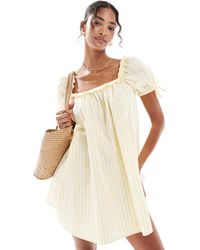 New Look - Stripe Square Neck Poplin Mini Dress - Lyst