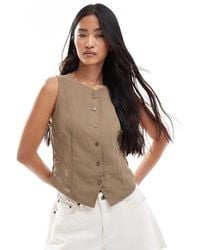 Stradivarius - Textured Top With Buttons - Lyst