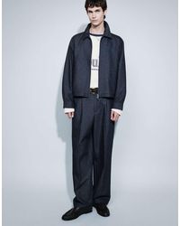 ASOS - Oversized Tapered Denim Look Smart Co-Ord Trousers With Half Elasticated Waist - Lyst
