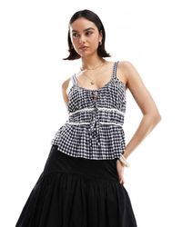 ASOS - Top Milkmaid A Quadretti Con Finiture A Zig-Zag - Lyst