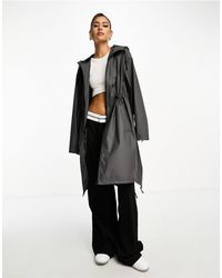 ASOS - Midi Rubberised Rain Coat With Dipped Hem - Lyst