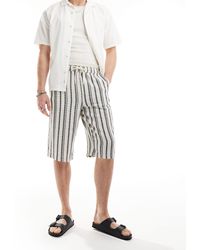 ASOS - Pantalones cortos blancos a rayas azul marino - Lyst