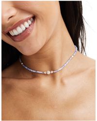 ASOS - Necklace With Faux Pearl And Faceted Bead Design - Lyst