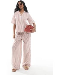 Wednesday's Girl - Linen Wide Leg Striped Trouser Co-ord - Lyst