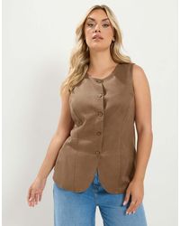 Yours Clothing - Suedette Waistcoat - Lyst