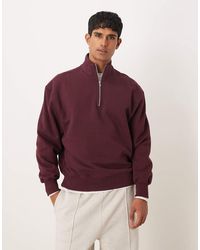ASOS - Premium Oversized Sweatshirt Van Zware 400 Gsm Stof Met Korte Rits - Lyst