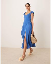 Abercrombie & Fitch - Maxi Jurk Met Fladdermouwen En Verlaagde Taille - Lyst