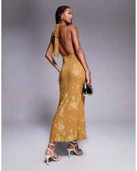 ASOS - Halter Neck With Open Back With Drape Detail Maxi Dress - Lyst