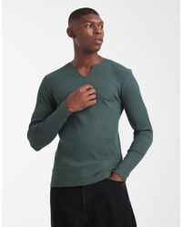 ASOS - Super Heavyweight Muscle Fit Long Sleeve T-shirt With Notch Neck - Lyst