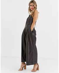 wide leg pinafore jumpsuit
