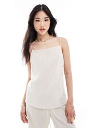 ASOS - Linen Top With Low Back And Square Neck - Lyst