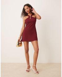 ASOS - Textured Halter Cut Out Mini Dress With Hardware Detail - Lyst