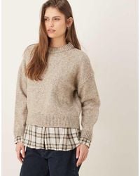 Mango - Knit Sweater With Plaid Shirt - Lyst