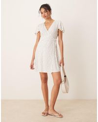 Jdy - Mini Wrap Dress With Blue Heart Print - Lyst