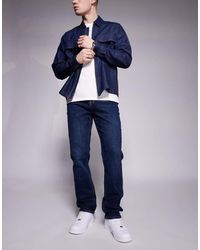 River Island - Vaqueros Azules De Corte Recto Con Lavado Oscuro De -Azul Marino - Lyst