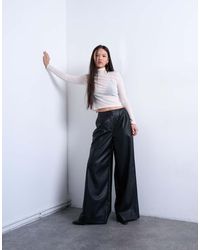 TOPSHOP - Faux Leather Super Wide Leg Trouser - Lyst