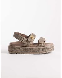 Steve Madden - – bigmona – sandalen aus naturfarbenem bast mit flacher plateausohle - Lyst