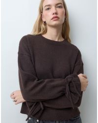 Pieces - Pull à détail liens aux poignets en chocolat - Lyst